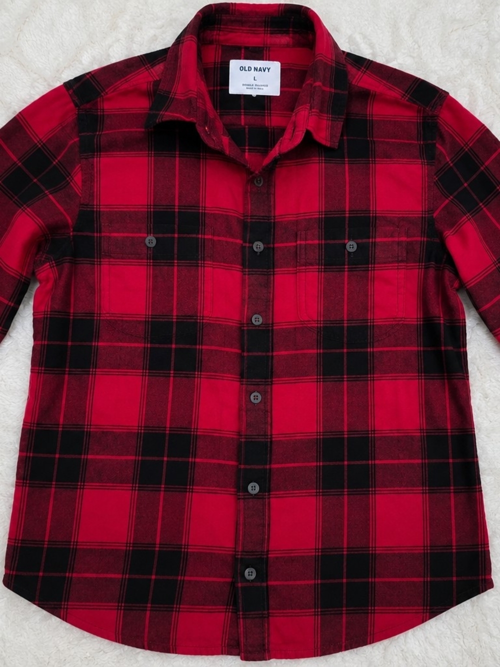 Old Navy Red & Black Plaid Button-Up Shirt - Kids